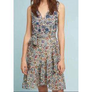 Anthropologie Ranna Gill Botania wrap embroidered floral dress M